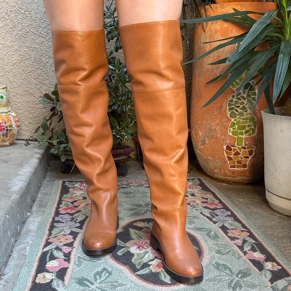 Orange J. Crew Over the Knee Leather Boots - Picture 3 of 16